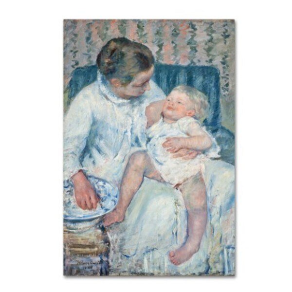 Cassatt 'Mother About To Wash Her Sleepy Child' Canvas Art, 22x32, Trademark Fine Art, Mfr#: AA00180-C2232GG